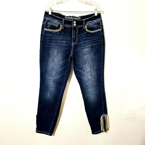 Hydraulic Nolita Ankle Skinny jeans size 10 embroidered blue denim 27" inseam - Picture 1 of 14
